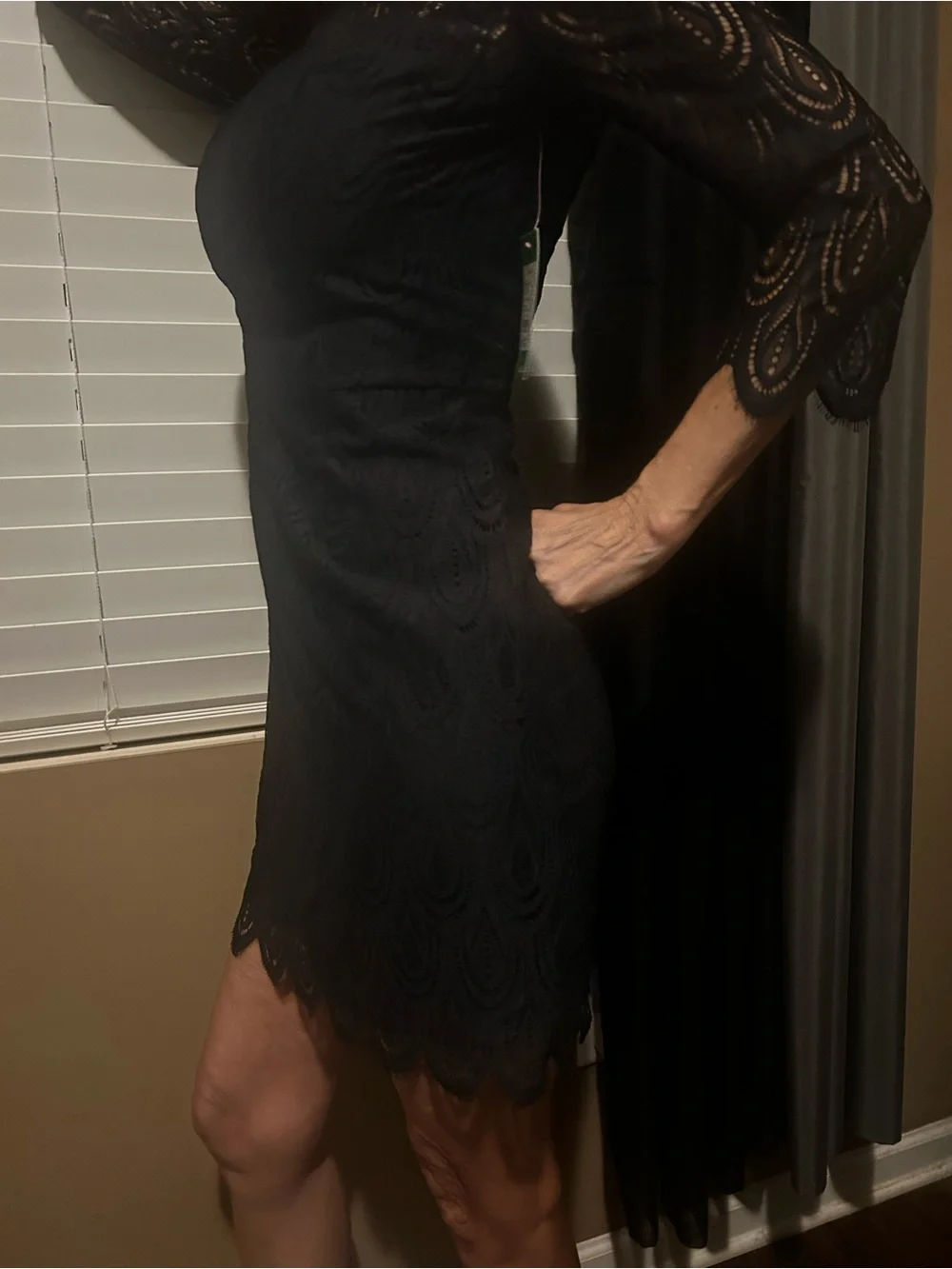 Lilly Pulitzer Black Scalloped Lace Long-Sleeve Sheath Dress - Picture 3 of 4